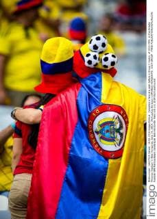 Colombia s fans are seen before a Group C match of 2014 FIFA at the Estadio Mineirao Stadium in Belo Horizonte, June 14, 2014. (Xinhua Liu Bin)(pcy) (SP)BELO HORIZONTE- 2014-GROUP -FANS 