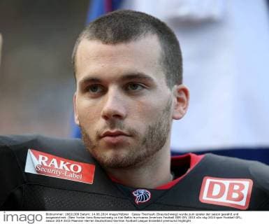 Casey Therriault (Braunschweig) wurde zum spieler der saison gewählt und ausgezeichnet. New Yorker lions Braunschweig vs Kiel Baltic hurricanes