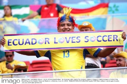 An Ecuador s fan cheers for his team before a Group E match between of 2014 FIFA World Cup at the Estadio Nacional Stadium in Brasilia, June 15, 2014. 