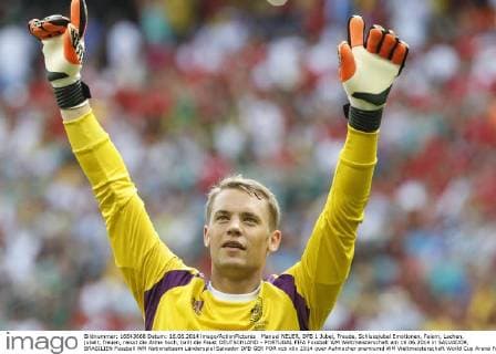 Manuel NEUER, DFB 1 Jubel, Freude, Schlussjubel Emotionen, Feiern, Lachen, jubelt, freuen, reisst die Arme hoch, ballt die Faust DEUTSCHLAND - PORTUGAL FIFA Fussball WM Weltmeisterschaft am 16.06.2014 in SALVADOR, BRASILIEN