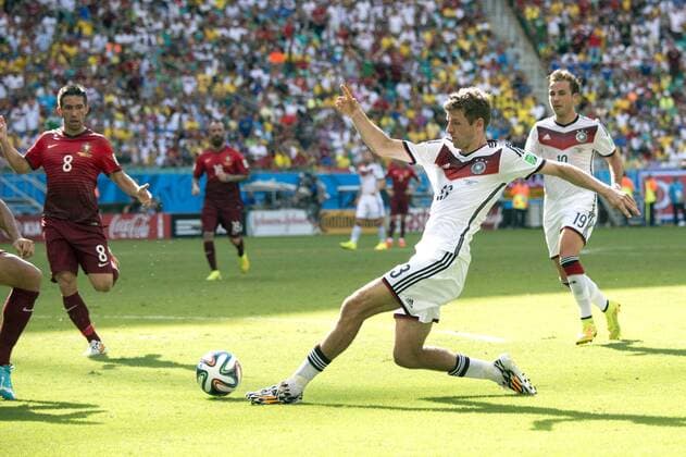 Thomas Müller (GER), JUNE 16, 2014 - Football Soccer : Germany s Thomas Müller scores his side s fourth goal during the FIFA World Cup Brazil 2014 Group G match between Germany 4-0 Portugal at Arena Fonte Nova in Salvador, Brazil. Noxthirdxpartyxsales  ( 20141164)