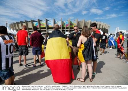 20140617 - BELO HORIZONTE: Red Devils Fans pictured before a soccer game of Belgian national team - World Cup 2014 FIFA World Cup, Tuesday 17 June 2014. BELGA PHOTO BRUNOxFAHY 