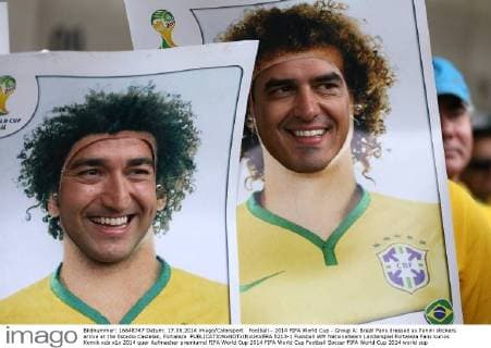 Football - 2014 FIFA World Cup - Group A: Brazil Fans dressed as Panini stickers arrive at the Estadio Castelao, Fortaleza  5213-1