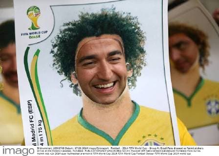 Football - 2014 FIFA World Cup - Group A: Brazil Fans dressed as Panini stickers arrive at the Estadio Castelao, Fortaleza  5213-1
