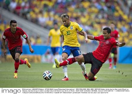 003170614RDI_BRA_MEX_NEYMAR Action photo during the match Brazil vs Mexico, For the Group A match number 16 of the World Cup 2014, in Photo: JUAN JOSE VAZQUEZ, NEYMAR, Giovani DOS SANTOS - xOMARxMARTINEZx 