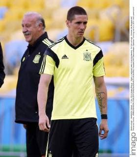 Spain s national team training session. In this picture, Vicente Del Bosque and Fernando Torres. xPABLOGARCIAx 