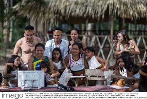 COPA2014 Manaus, AM - 17.6.2014: - Indigenous Village Tururukari Uka, an ethnic Omagua watching the Brazil game in the village about 80km from the city of Manaus in 2014 . (Photo: JonneRoriz Fotoarena) - x(5115)xJonnexRorizx xFotoarenax 