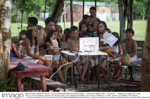 COPA2014 Manaus, AM - 17.6.2014: - Indigenous Village Tururukari Uka, an ethnic Omagua watching the Brazil game in the village about 80km from the city of Manaus in 2014 . (Photo: JonneRoriz Fotoarena) - x(5115)xJonnexRorizx xFotoarenax 