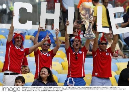 FIFA World Cup. Chile s fans cheer their team prior to the 2014 FIFA World Cup Group B held at the Maracana stadium in Rio de Janeiro. 18 06 2014 