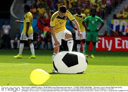 X IVORY COAST COLOMBIA - Colombia s player James Rodriguez during valid matcr Group C of the World Cup 2up 2014 between Colombia x Ivory Coast held at the National Mane Garrincha Stadium in Brasilia. BRASILIA DF 6.19.2014. ( x(3485)xBetoxBarata Fotoarenax  (24706) ColÃ mbia x Costa do Mar