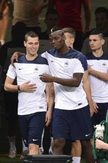 Morgan SCHNEIDERLIN (Fra) Paul Pogba (Fra) FOOTBALL : Entrainement de l equipe de France - Coupe du Monde FIFA - Salvador de Bahia - 19 06 2014 JBAutissier Panoramic 