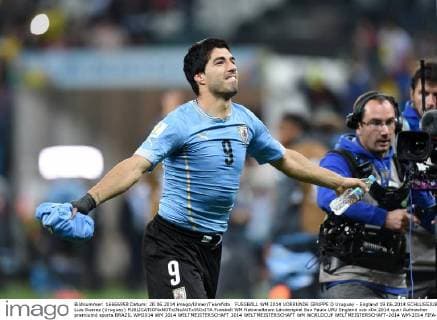 FUSSBALL WM 2014 VORRUNDE GRUPPE D Uruguay - England 19.06.2014 SCHLUSSJUBEL; Luis Suarez (Uruguay)