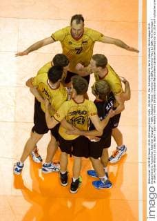 20.06.2014, Max Schmeling Halle, Berlin Volleyball, World League 2014, Deutschland vs. Argentinien Jubel Dirk Westphal ( 7 GER), Sebastian Kühner Kuehner ( 5 GER), Ferdinand Tille ( 12 GER), Tom Strohbach ( 14 GER), Michael Andrei ( 18 GER), Bjoern Björn Hoehne Höhne ( 19 GER)