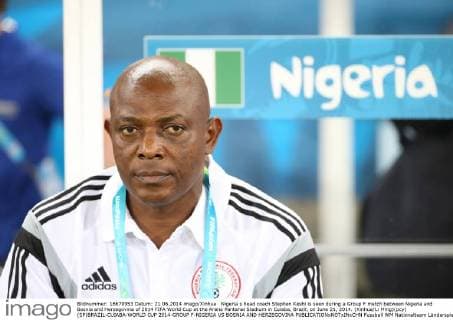 Nigeria s head coach Stephen Keshi is seen during a Group F match between Nigeria and Bosnia and Herzegovina of 2014 FIFA World Cup at the Arena Pantanal Stadium in Cuiaba, Brazil, on June 21, 2014. (Xinhua Li Ming)(pcy) (SP)BRAZIL-CUIABA-WORLD CUP 2014-GROUP F-NIGERIA VS BOSNIA AND HERZEGOVINA 