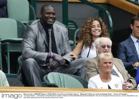 Shaquille O Neal and girlfriend Laticia Rolle - Tennis, Wimbledon Championships - 23 06 2014 PhotoNews Panoramic 