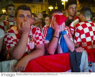 ZAGREB, June 23, 2014 - Croatian soccer fans 