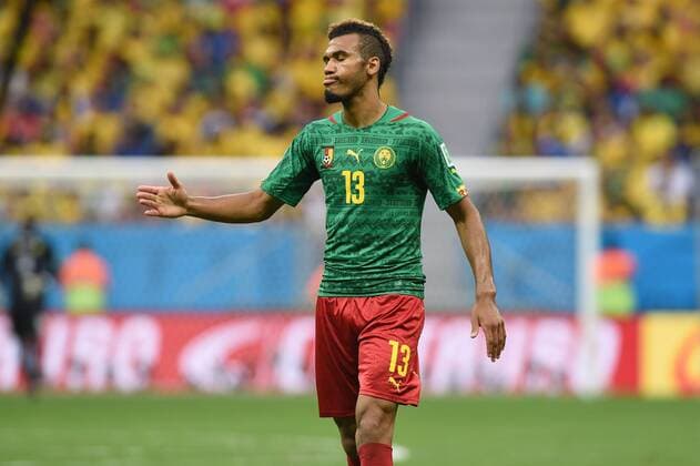 Eric CHOUPO MOTING (CMR),Gestik,Aktion,Einzelbild,angeschnittenes Einzelmotiv,Halbfigur,halbe Figur. Kamerun (CMR)-Brasilien (BRA) 1-4, Vorrunde Gruppe A, Spiel 33, am 23.06.2014 in Brasilia. Fussball Weltmeisterschaft 2014 in Brasilien vom 12.06. - 13.07.2014.