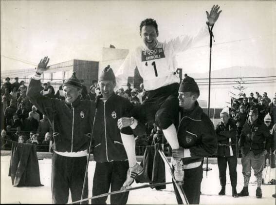 Feb. 14, 1968 - Norway s Ole Ellefsaeter after 4x10km Race at Grenoble Olympics  - ZUMAk09
