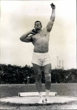 Oct. 10, 1968 - Olympic Games To Start Soon: Soviet Champion Of Weight Throwing Gushin Set Up A New Record With 20 M.28 During The Last Days Training In Mexico. Photo shows Gushin In Action During Training In Mexico.  - ZUMAk09
