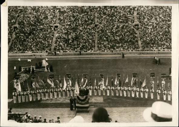 Aug. 24, 1932 - The closing Olympic ceremonies at the stadium in Los Angeles drew an audience of 100,000 people.  - ZUMAk09