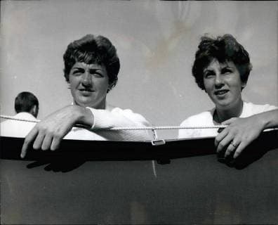 Jul. 07, 1964 - Tomorrow s Enemies for the Women s singles final at Wimbledon.: It s the Wimbledon women s final most anticipated - reigning champion Margaret Smith of Australia, against Maria Bueno, of Brazil, champion in 959 and 1960: Photo shows Margaret Smith, of Australia (left) and Maria Buend, of Brazil, are firm friends as they relax at Wimbledon after their matches yesterday.  - ZUMAk09