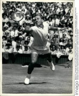 Jul. 07, 1964 - Wimbledon Championships - Men s Semi final Chuck McKinley in Play.: Photo shows Chuck McKinely (USA) in play during his semi-final match with Australia s Fred Stolle (Australia) - at Wimbledon this afternoon.  - ZUMAk09