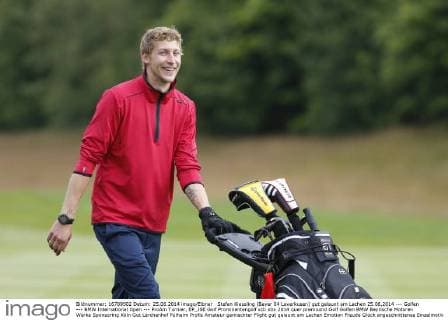 Stefan Kiessling (Bayer 04 Leverkusen) gut gelaunt am Lachen 25.06.2014 --- Golfen --- BMW International Open --- ProAm Turnier, EP_JSE