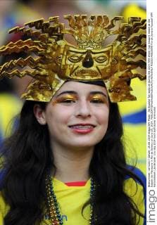 An Ecuador fan looks on during the 2014 FIFA World Cup Group E match at the Estadio do Maracana in Rio de Janeiro on June 25, 2014.  RIO20140625099