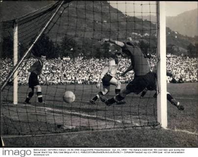 Jun. 21, 1954 - The Italians make their 4th (and last) goal during the Soccer World Cup. Italy beat Belgium 4 to 1.  - ZUMAk09