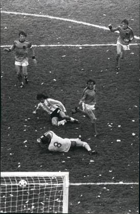 Jun. 25, 1978 - Argentina Obtained The World Cup Soccer Title: At River Plate Stadium Of Buenos Aires Took Place The Final Match With Holland Whose Team Was Beaten By 3-1. This Espectacular Victory Sealed For Argentinas National Selection The Maximum Title.-Second Post Obtained The Dutch And Third The Brazilian Team.-On The Same Night A Big Crowd Celebrated Frenetialy Throughout The Country The Big Event. -Here Are Several Scenes On The Final Match And Celebrations Of The Frenetic Fans In Buenos Aires. Captions: 1: Argentinas Mario Kempes(WIth Striped Shirt) Just Obtained The First Score Starting The Path For The Final Triumph. Nr.8 Is The Dutch Goalie Jan Jongbloed (OnThe Ground) near Mario Kempes is Arie Haan Who Reached Too Late To Avoid The Score And In Background Are The Dutch Players Poortvried And Kroll.  - ZUMAk09