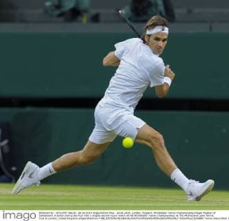 26.06.2014. London, England. Wimbledon Tennis Championships Roger Federer of Switzerland in action during day four men s singles second round match at the Wimbledon Tennis Championships at The All England Lawn Tennis Club in London, United Kingdom xNigelxWaldronx  ActionPlus11536989