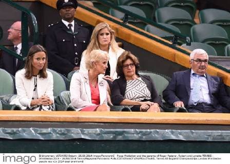 Pippa Middelton and the parents of Roger Federer, Robert and Lynette TENNIS : Wimbledon 2014 - 26 06 2014 TennisMagazine Panoramic 