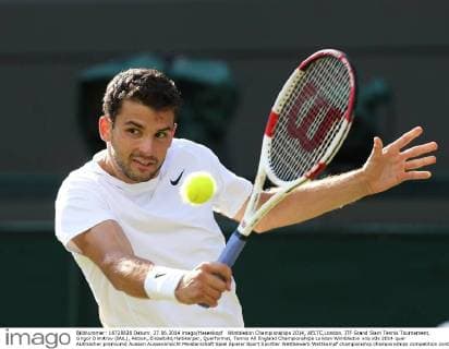 Wimbledon Championships 2014, AELTC,London, ITF Grand Slam Tennis Tournament, Grigor Dimitrov (BUL), Aktion,.Einzelbild,Halbkörper, Querformat,