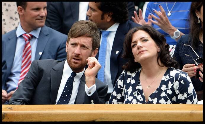28 06 2014, Wimbledon, London, United Kingdom. Sir Bradley Wiggins with his wife Catherine in the Royal box on Day 6 of the Wimbledon Tennis Championship. AndrewxParsonsx xi-Images  IIM-2540-0026