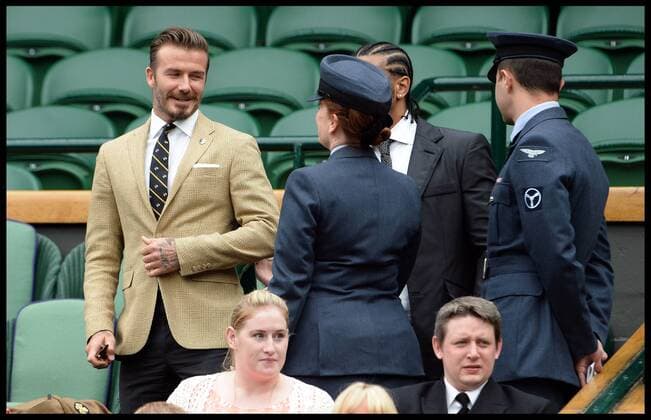28 06 2014, Wimbledon, London, United Kingdom. David Beckham in the Royal box on Day 6 of the Wimbledon Tennis Championship. AndrewxParsonsx xi-Images  IIM-2540-0016