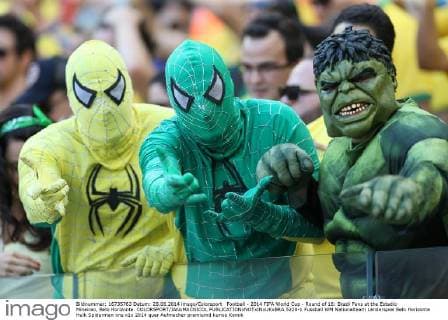 Football - 2014 FIFA World Cup - Round of 16: Brazil Fans at the Estadio Mineirao, Belo Horizonte. COLORSPORT IANxMACNICOL  5228-1
