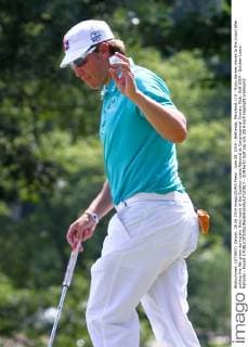 June 28, 2014 - Bethesda, Maryland, U.S - Ricky Barnes waves to the crowd after putting the 9th green during the third round of the Quicken Loans National at Congressional Country Club. Golf 2014 - Quicken Loans National - Round 3 - ZUMAw10