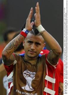 Football, Brasil v Chile. 2014 FIFA World Cup Brazil. Chile s player Arturo Vidal reacts after loosing against Brazil during the 2014 FIFA World Cup Brazil round of 16, held at the Mineirao stadium in Belo Horizonte, Brasil. 28 06 2014 Futbol, Brasil v Chile 