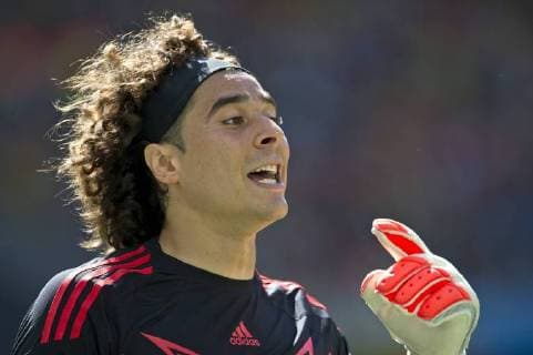 Guillermo OCHOA, Torwart (MEX), Portrait, Portraet, Porträt, Solo, Einzel, Einzeln, Kopf, Gestik, Geste, gestikuliert, Niederlande NED - Mexico MEX 2:1, Achtelfinale, am 29.06.2014 in Fortaleza, Fussball Weltmeistschaft 2014 in Brasilien vom 12.06. - 13.07.2014.