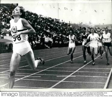 Sep. 20, 1969 - September 20th 1969 Lillian Board wins BritainÃ¢â‚¬â ¢s second gold medal in the European Athletic Championships in Athens Ã¢â‚¬âÄœ Lillian Board from London, gained BritainÃ¢â‚¬â ¢s second gold medal of the 9th European Athletic Championships in Athens when she won the womenÃ¢â‚¬â ¢s 800 meters in a record 2 min. 1.4 secs. Photo Shows: Lillian Board breasts the tape to win BritainÃ¢â‚¬â ¢s second gold medal in the womenÃ¢â‚¬â ¢s 800 meters in Athens.  - ZUMAk09