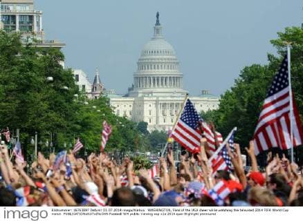 WASHINGTON, Fans of the USA cheer while watching the televised 2014 FIFA World Cup match 