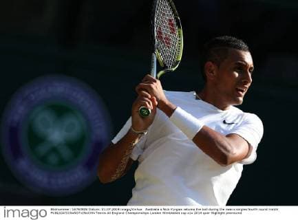 Australia s Nick Kyrgios returns the ball during the men s singles fourth round match 