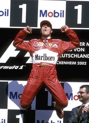 SCHUMACHER Michael Team F1 Scuderia Ferrari bei der Siegeehrung FIA Formel 1 Grosser Preis von Deutschland 2002 am 28. Juli 2002 in Hockenheim 