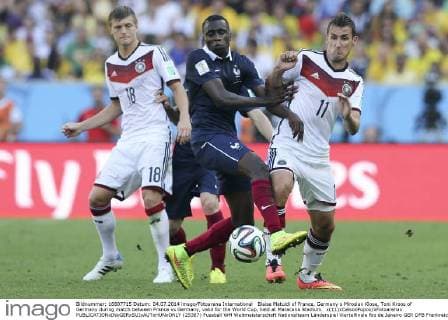 Blaise Matuidi of France, Germany s Miroslav Klose, Toni Kroos of Germany during match between France vs Germany, valid for the World Cup, held at Maracana Stadium. x(11)xCelsoxPupox xFotoarenax  (25387)