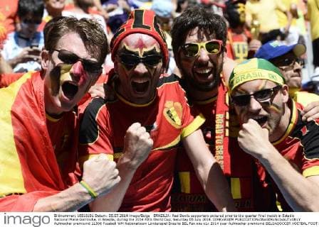BRASILIA: Red Devils supporters pictured prior to the quarter final match in Estadio Nacional Mane Garrincha, in Brasilia, during the 2014 FIFA World Cup, Saturday 05 July 2014. DIRKxWAEM  Aufmacher premiumd 11596