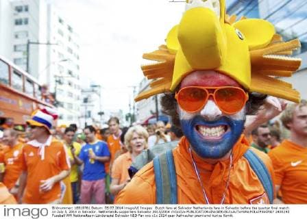 Dutch fans at Salvador Netherlands fans in Salvador before the quarter final match on July 5, 2014 in Salvador. Netherlands supporters Salvador 2013 2014 xVIxxIVx 2433293