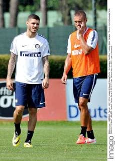 An Appiano Gentile Training Inter Mailand Mauro Icardi-Nemanja Vidic 