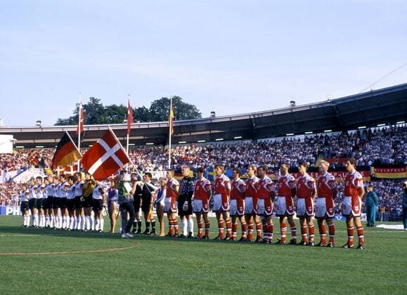 Fußball, EM Finale 1992 in Göteborg, Dänemark - Deutschland 2:0 Team Deutschland UEFA Fussball Europameisterschaften 1992 in Schweden am 26.06.1992 