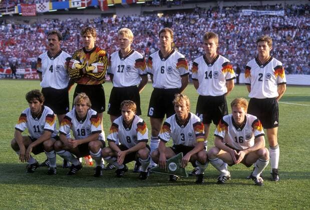 Fußball, EM Finale 1992 in Göteborg, Dänemark - Deutschland 2:0 Team Deutschland UEFA Fussball Europameisterschaften 1992 in Schweden Finale Daenemark-Deutschland in Goeteborg 2 : 0 am 26.06.1992 