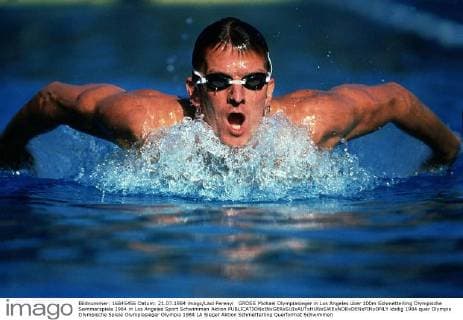 GROSS Michael Olympiasieger in Los Angeles über 100m Schmetterling Olympische Sommerspiele 1984 in Los Angeles Sport Schwimmen Aktion 